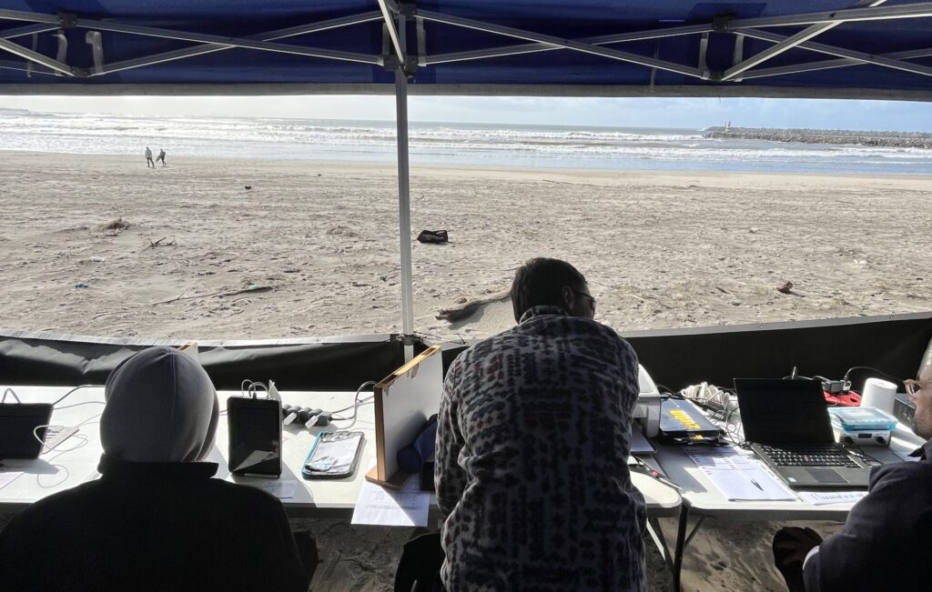 view of surf comp judging
